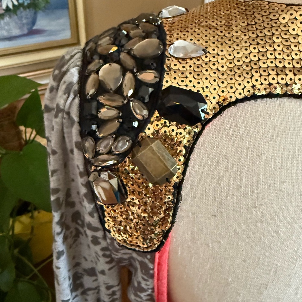 Meghan LA Dress Embellished Sparkle Backless Sequins Jewels Medium with Stretch - Picture 4 of 9